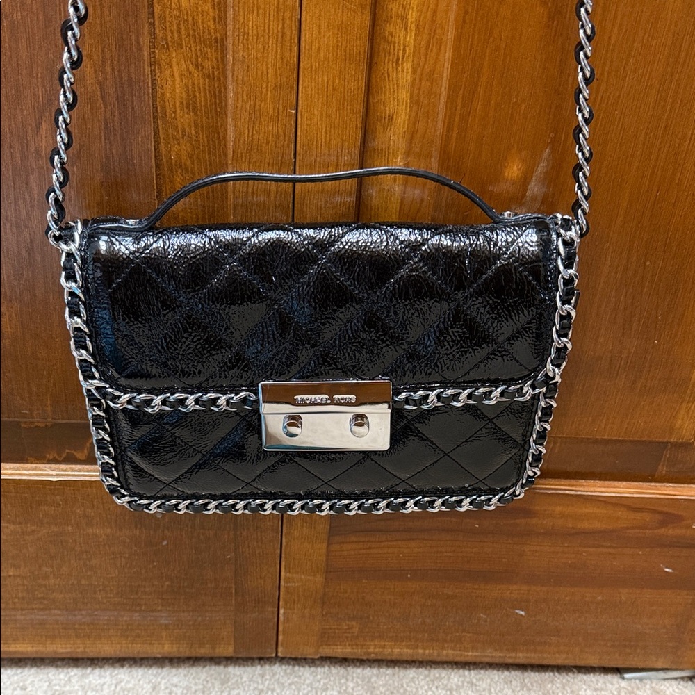 Michael Kors Black Patent Quilted Crossbody Bag. Beautiful, used once.